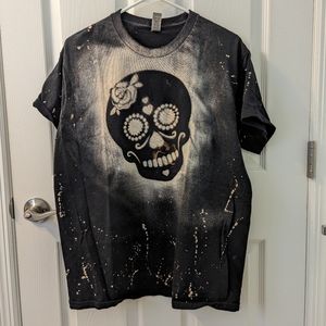 Bleached Black Sugar Skull Gildan Tee Shirt